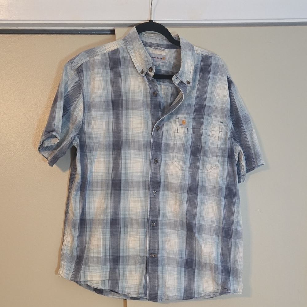 Carhartt Men's Blue Utility Plaid Relaxed Fit Shirt Size Large